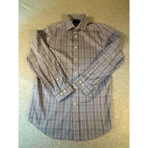 Lauren Ralph Lauren Slim Fit Performance Stretch Plaid Dress Shirt Mens 16 L